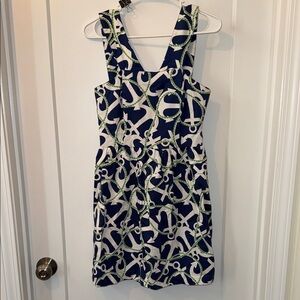 Navy White Green Patterned Sundress